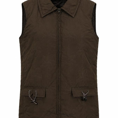 Neville Womens Brown Floral  Gilet Coat Size 10  Zip