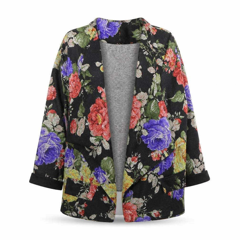 Miso Womens Black V-Neck Floral Polyester Cardigan Jumper Size 10