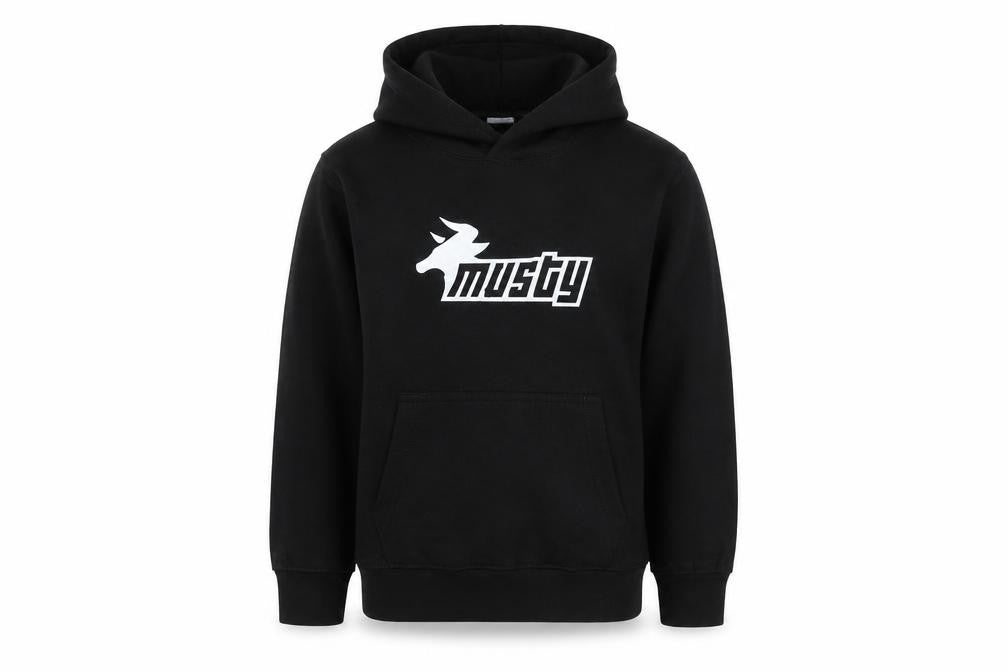 Just Hoods Boys Black  Cotton Pullover Hoodie Size 7-8 Years