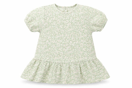 Front view of Primark girls’ green floral polyester a-line, size 2, years crew neck pullover