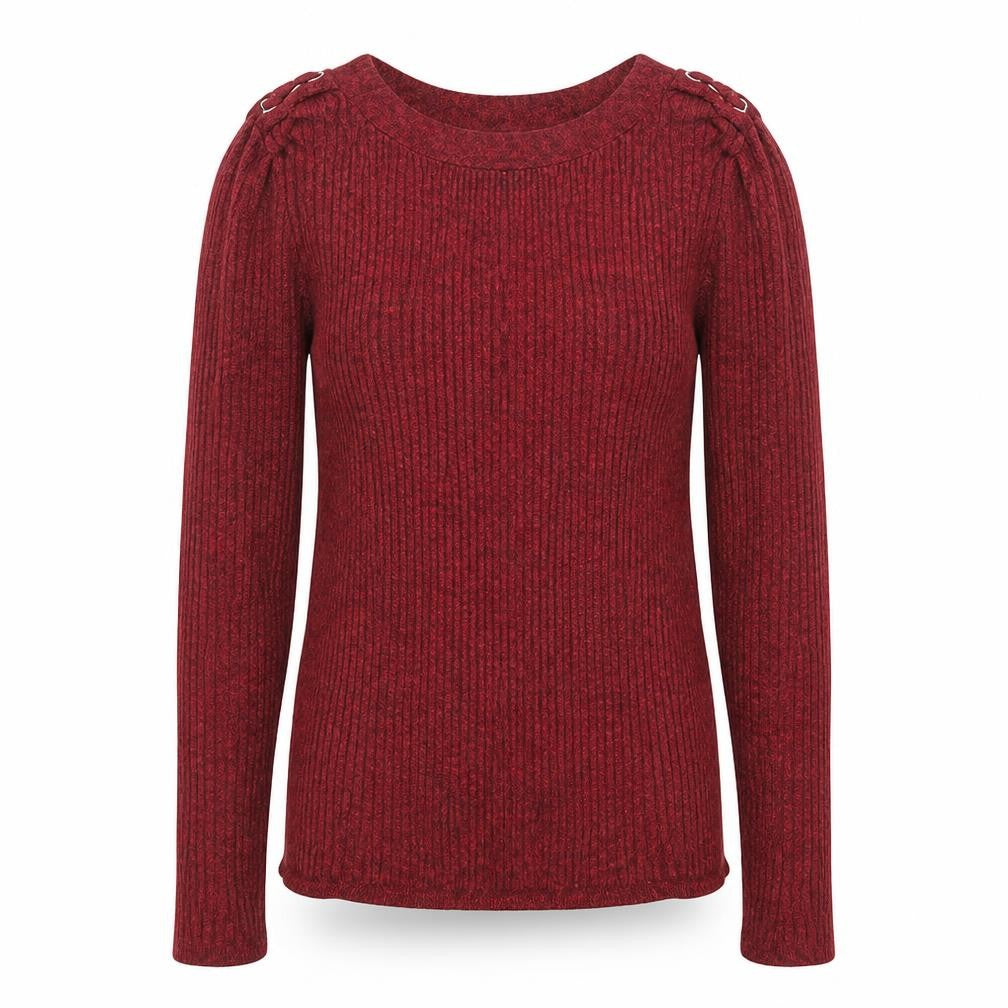 Front view of Tu women’s red boat neck viscose jumper, size UK 8