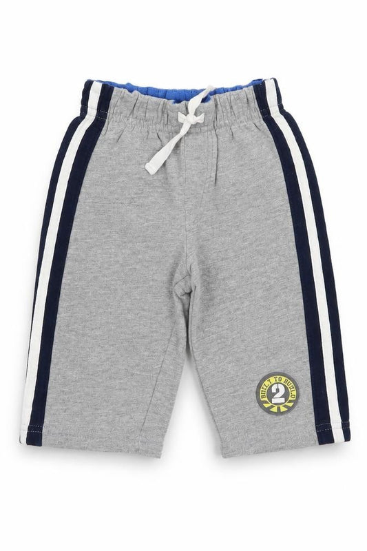Front view of Mothercare Baby Grey Cotton Jogger Trousers, size 3-6, Months Drawstring
