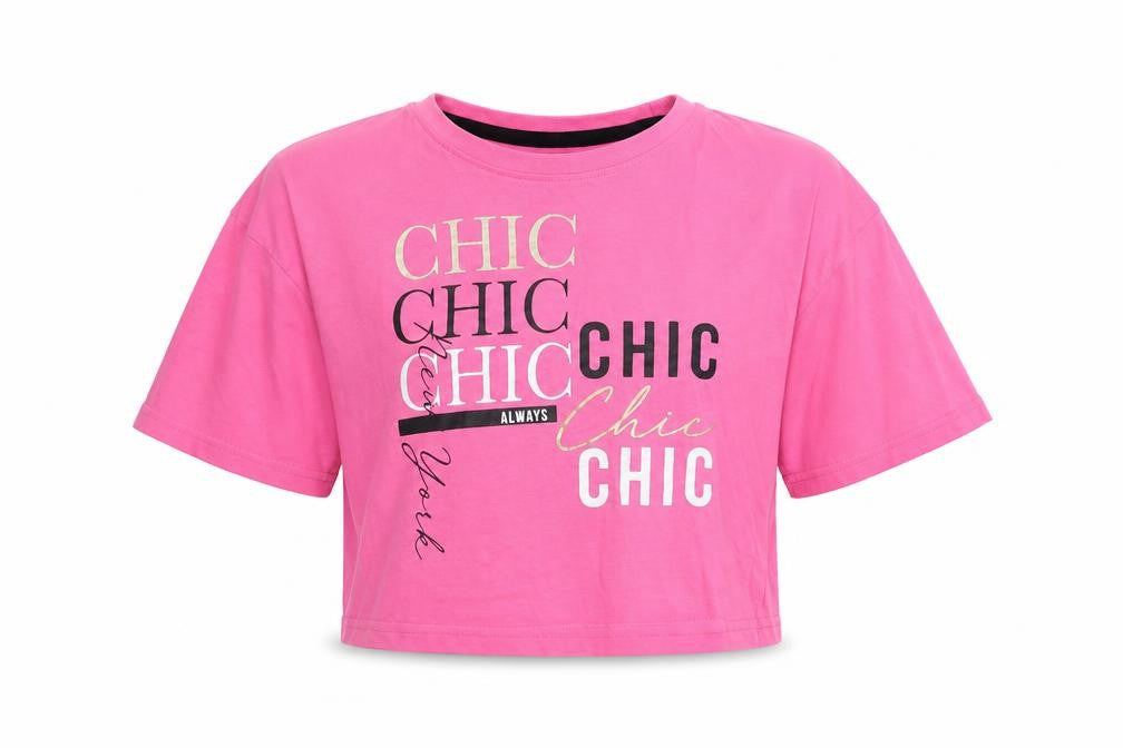 Studio Girls Pink  Cotton Cropped T-Shirt Size 12-13 Years Crew Neck Pullover - Chic