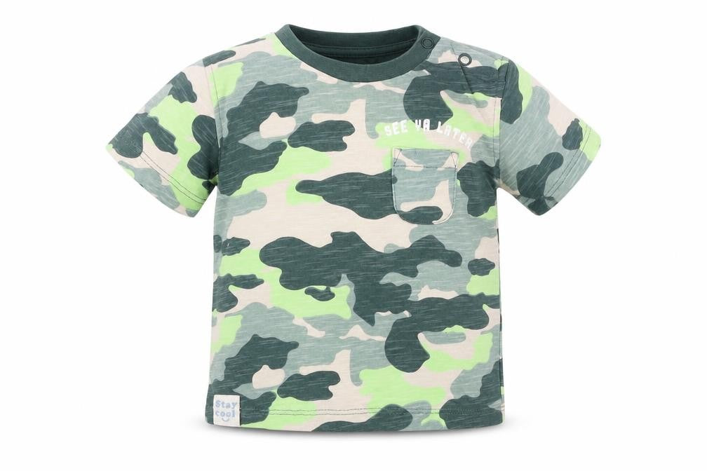 Marks and Spencer Boys Green Camouflage Cotton Basic Casual Size 6-9 Months Round Neck