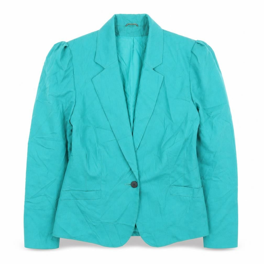 Front view of Dorothy Perkins women’s green jacket coatigan, size UK 12