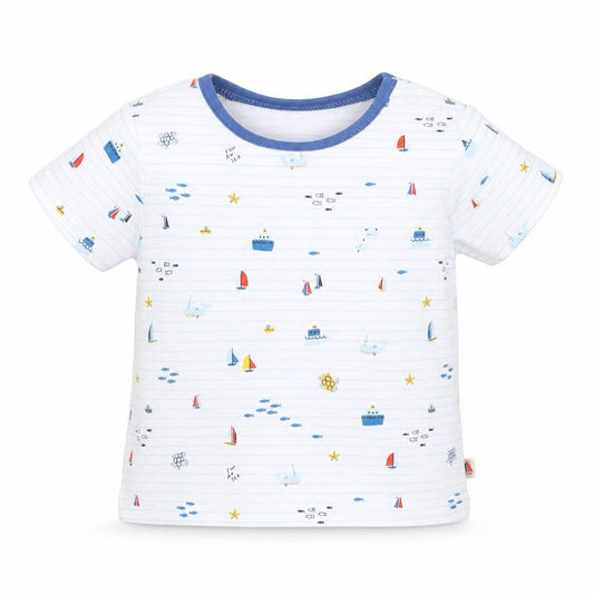 Front view of Next Baby Multicoloured Striped Cotton Basic Casual, size 3-6, Months Round Neck