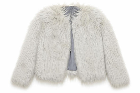 Front view of VILA women’s beige jacket, size S, hook & eye