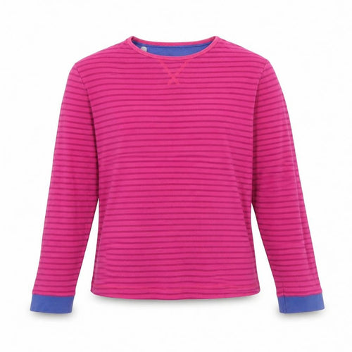 John Lewis Girls Pink Round Neck Striped Cotton Pullover Jumper Size 13 Years
