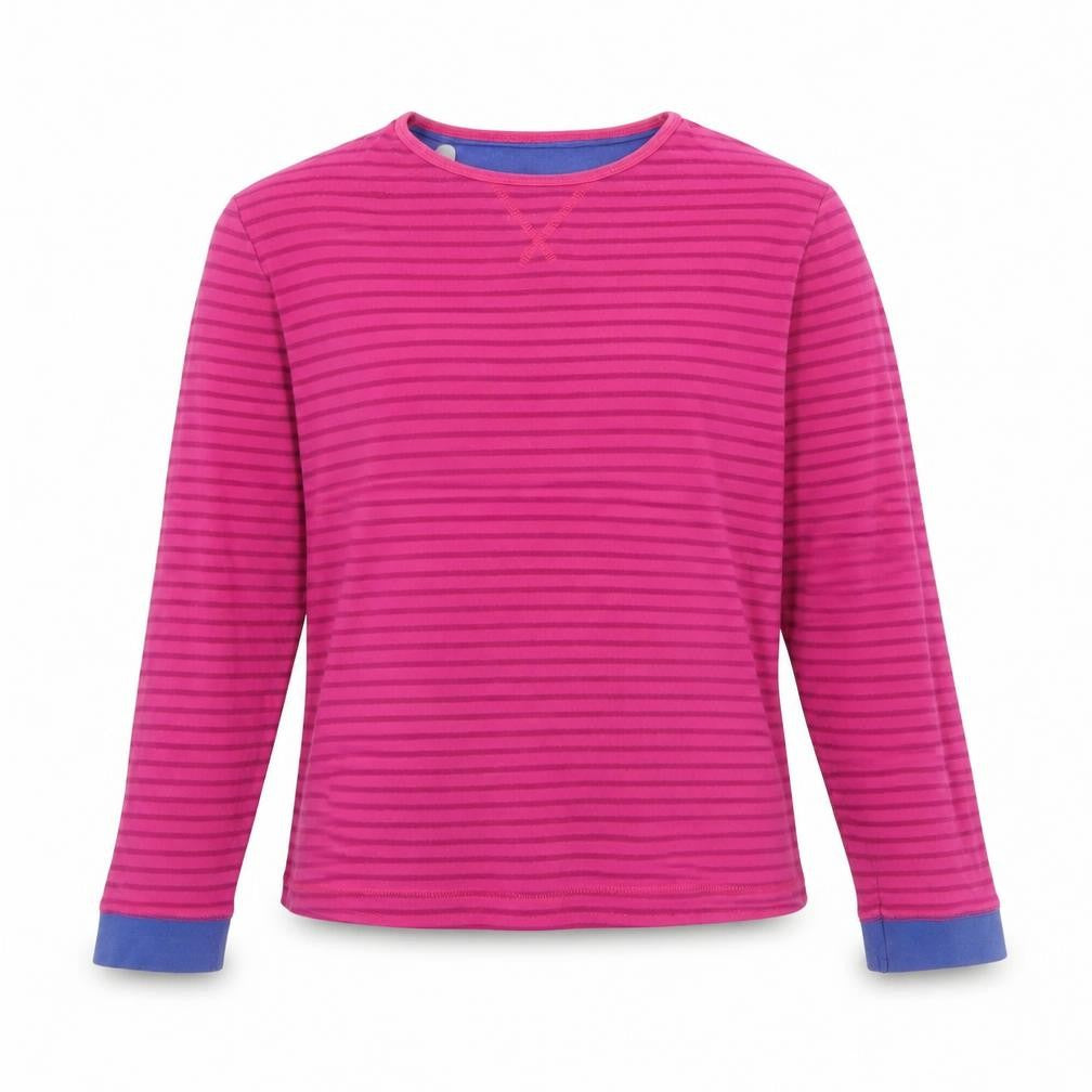 John Lewis Girls Pink Round Neck Striped Cotton Pullover Jumper Size 13 Years