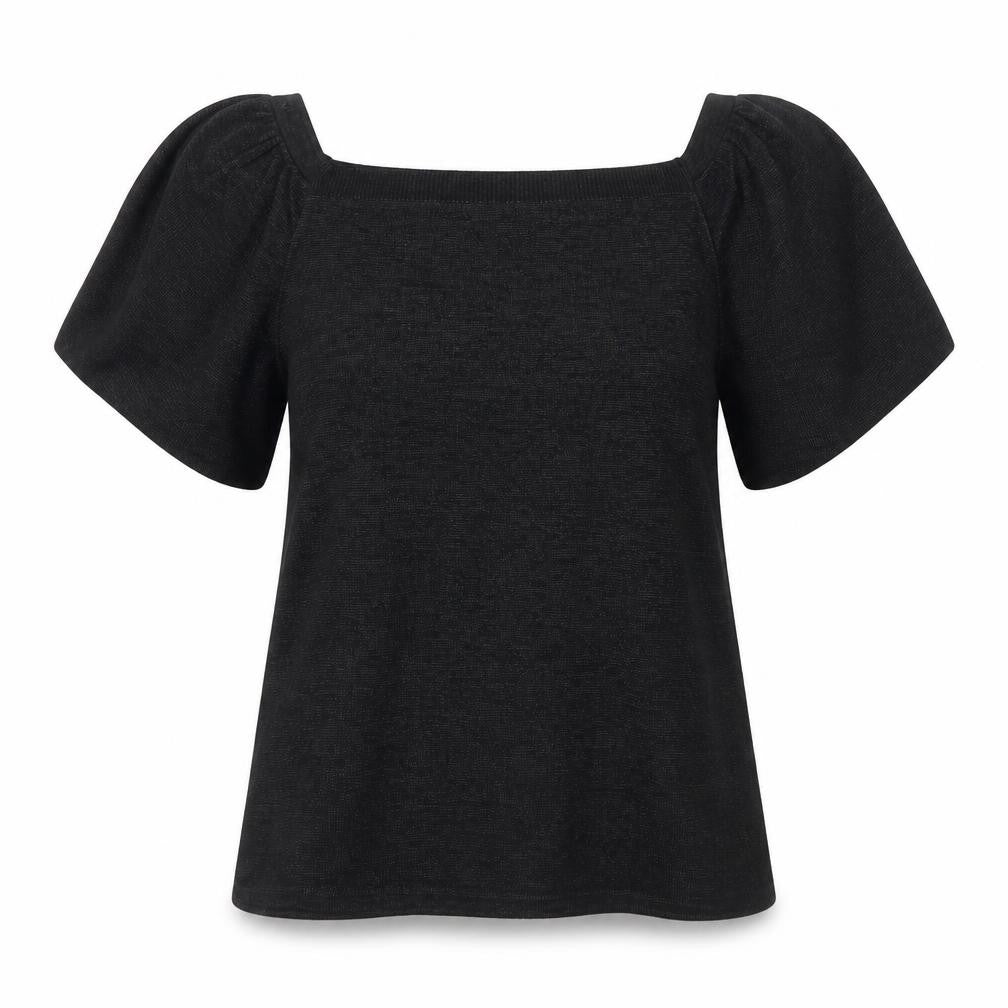 Tu Womens Black Round Neck  Polyester Pullover Jumper Size 12