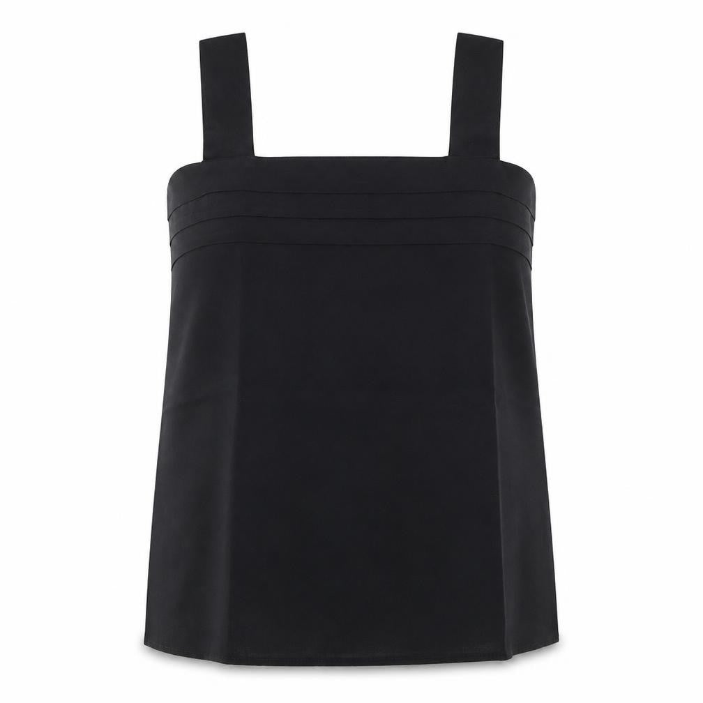 Front view of Classics Woman women’s black polyester basic tank, size UK 18, square neck