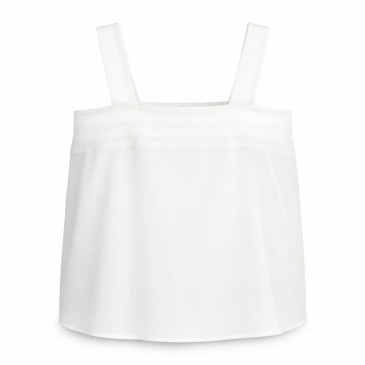 Front view of Classics Woman women’s white polyester basic tank, size UK 18, square neck