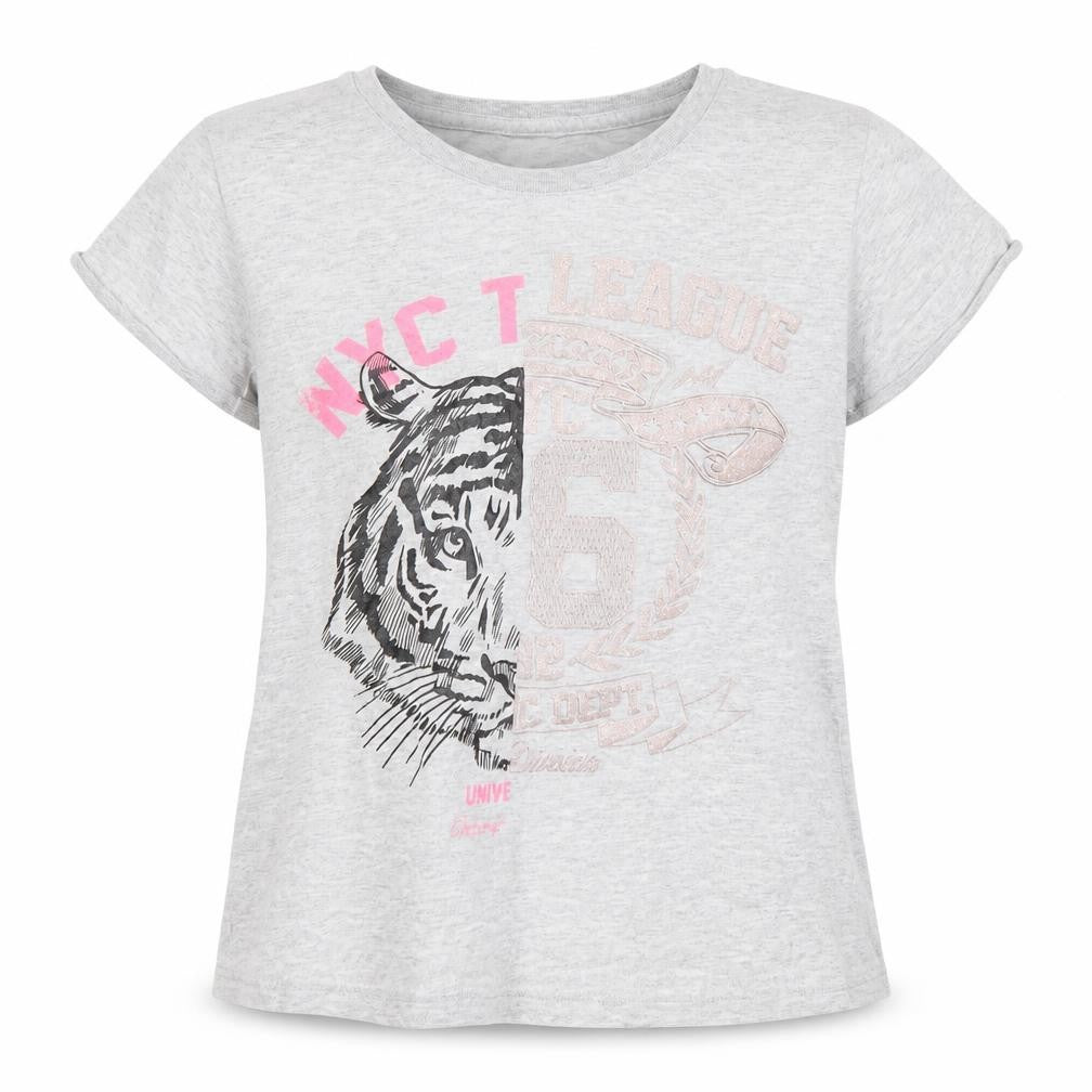 George Girls Grey  Cotton Basic T-Shirt Size 9-10 Years Round Neck