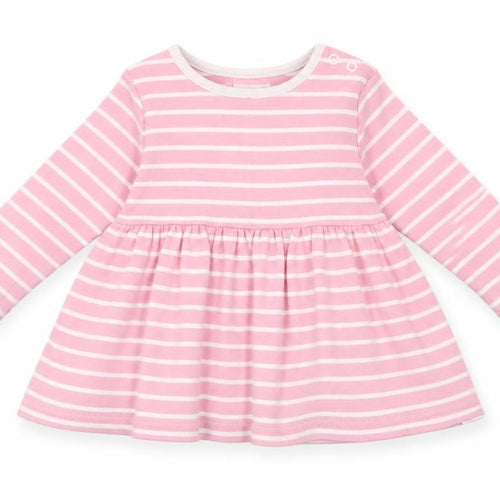 NEXT Girls Pink Striped Cotton Skater Dress  Size 3-6 Months  Round Neck