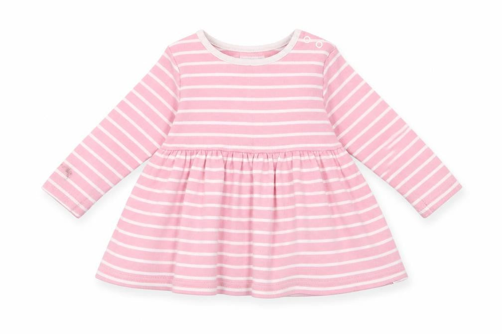 NEXT Girls Pink Striped Cotton Skater Dress  Size 3-6 Months  Round Neck