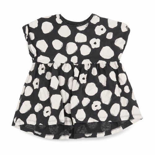 NEXT Girls Grey Polka Dot Cotton Skater Dress  Size 2-3 Years  Round Neck