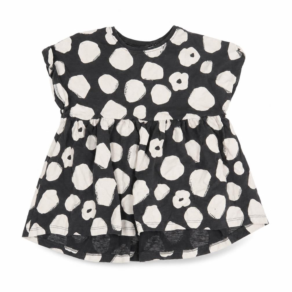 NEXT Girls Grey Polka Dot Cotton Skater Dress  Size 2-3 Years  Round Neck