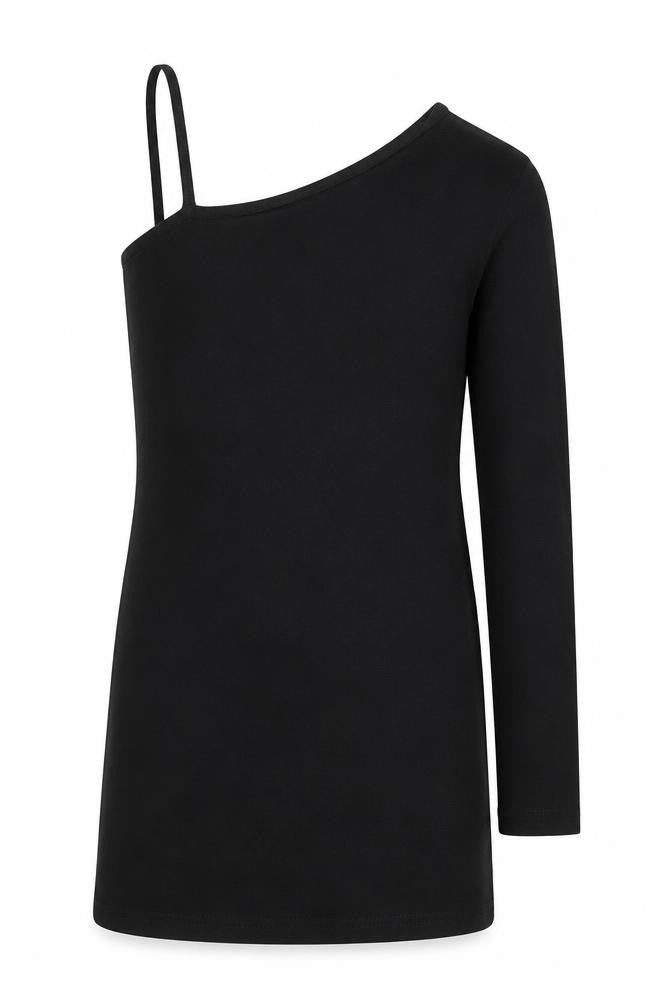 SheIn Girls Black  Cotton Mini  Size 10 Years  One Shoulder