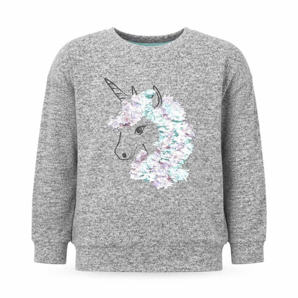 F&F Girls Grey Round Neck  Viscose Pullover Jumper Size 11-12 Years  Pullover - Unicorn