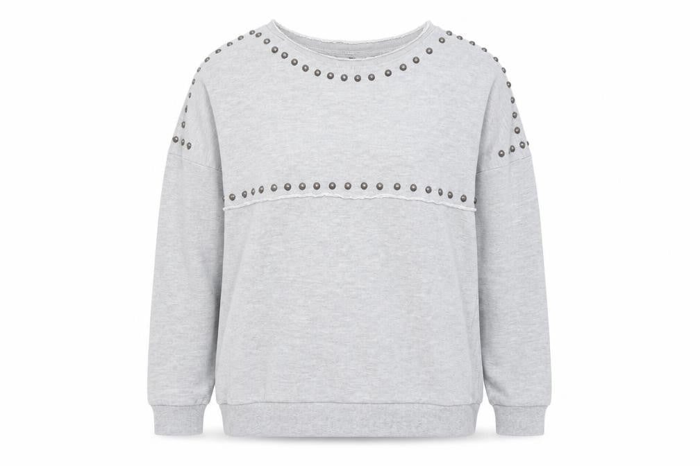 New Look Womens Grey  Cotton Jersey Blouse Size 12 Round Neck