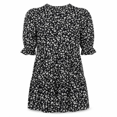 Papaya Womens Black Floral Polyester Trapeze & Swing  Size S  Round Neck Pullover - Smock dress
