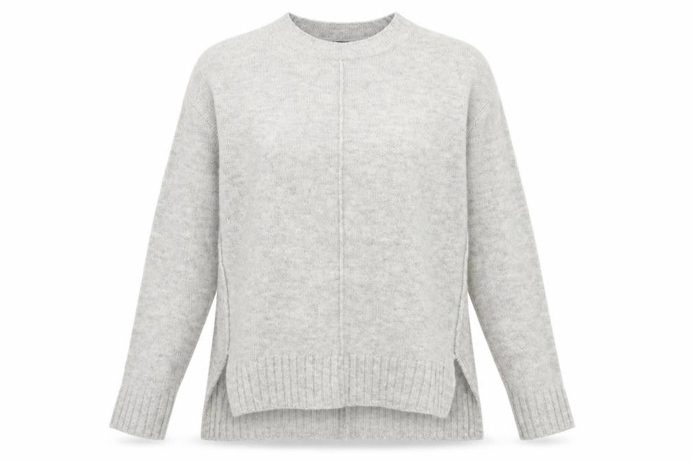 Front view of Marks & Spencer women’s grey high neck acrylic jumper, size S