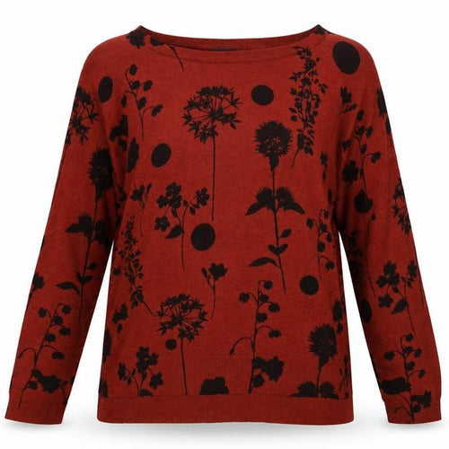 Marks and Spencer Womens Red Round Neck Floral Viscose Pullover Jumper Size 14