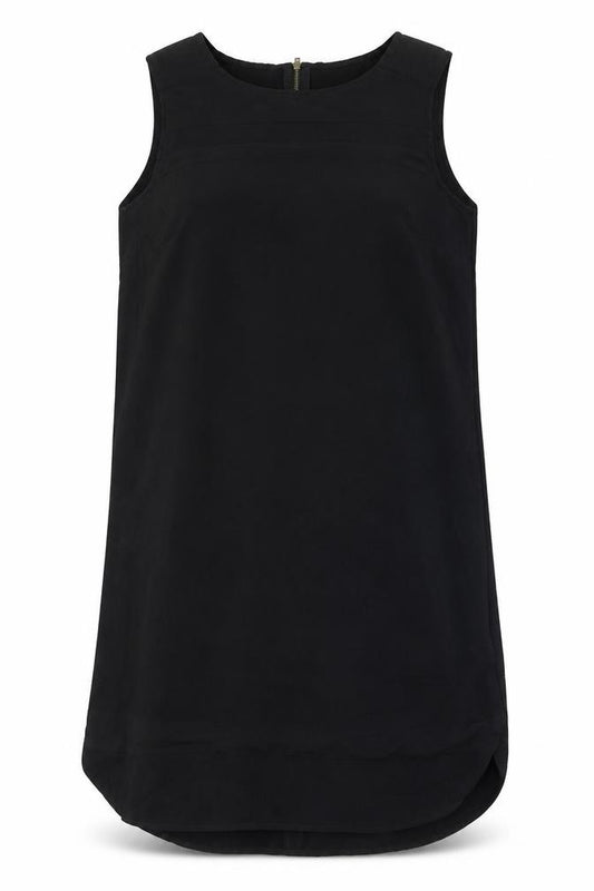 Front view of River Island women’s black polyester a-line, size UK 8, round neck zip