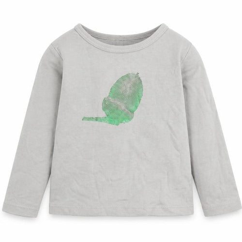 Twisted Twee Girls Grey  Cotton Basic Casual Size 2-3 Years Round Neck  - Acorn Print