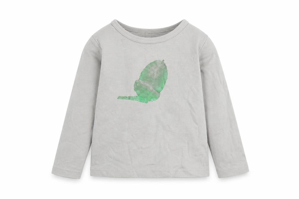 Twisted Twee Girls Grey  Cotton Basic Casual Size 2-3 Years Round Neck  - Acorn Print