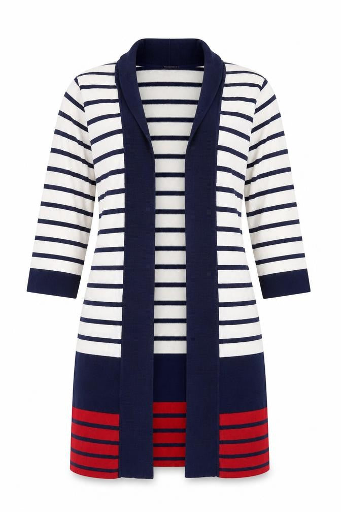 Casamia Womens Multicoloured V-Neck Striped Viscose Cardigan Jumper Size M