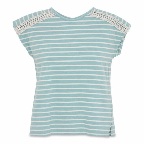 Primark Womens Green Striped 100% Cotton Basic T-Shirt Size XS Round Neck