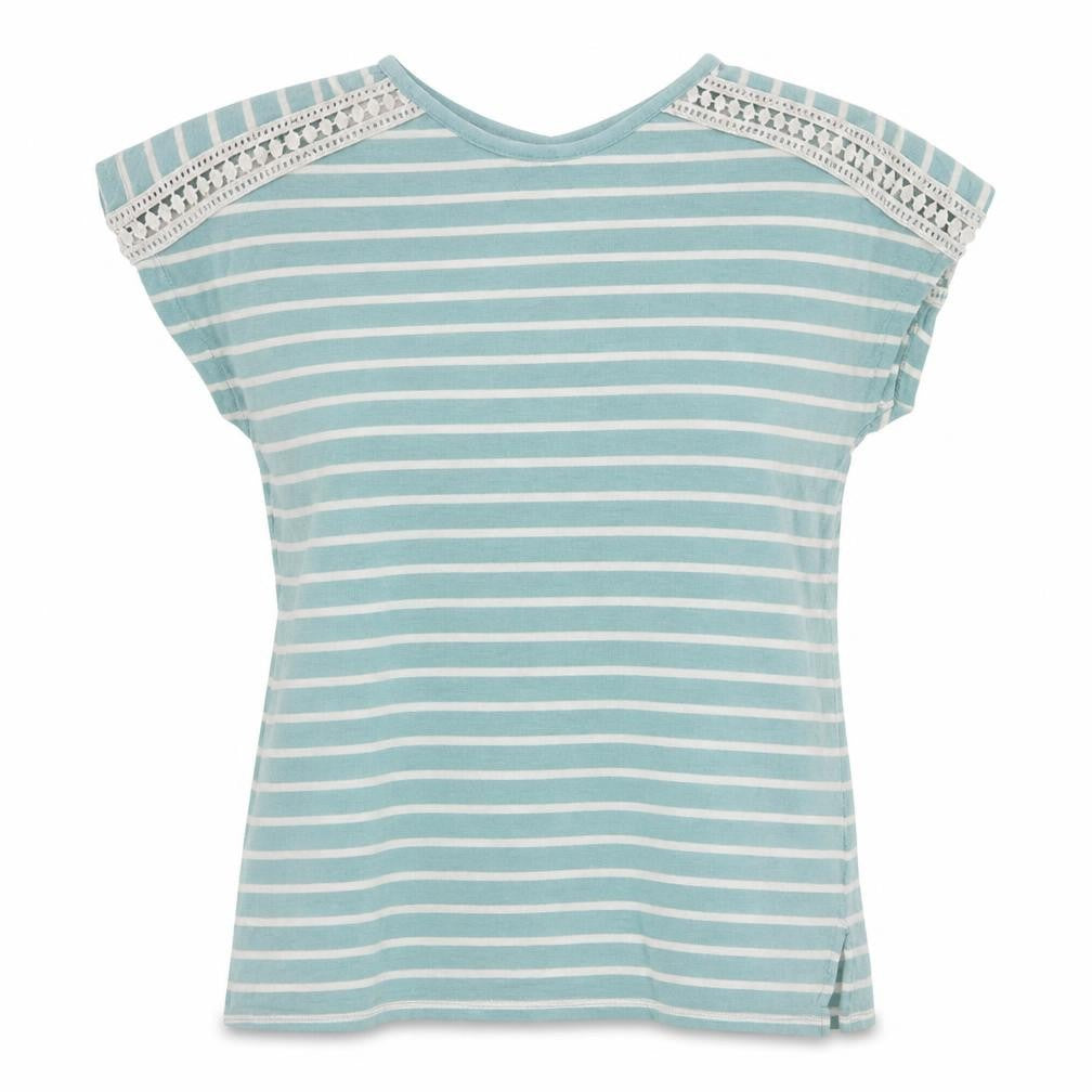 Primark Womens Green Striped 100% Cotton Basic T-Shirt Size XS Round Neck