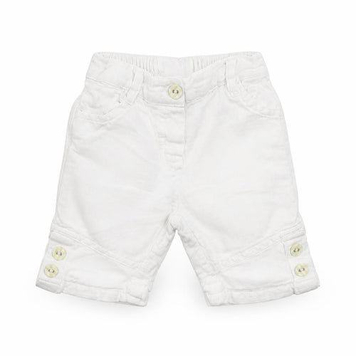 NEXT Girls White  Cotton Cropped Trousers Size 3-6 Months  Button