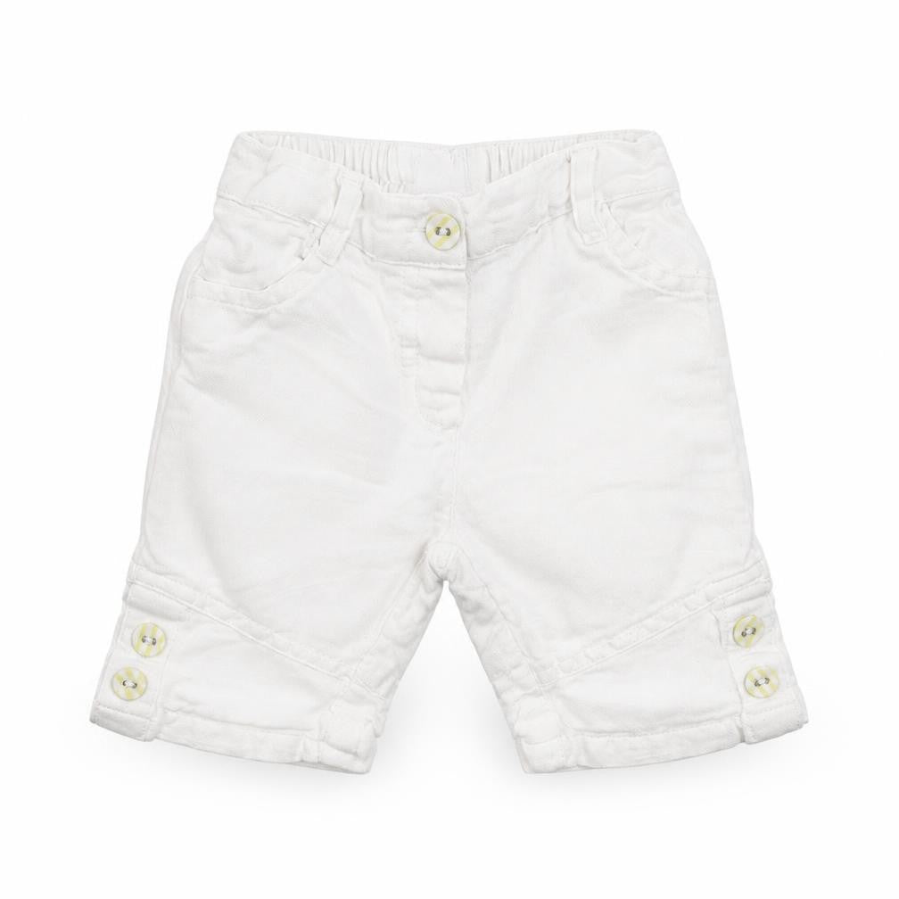 NEXT Girls White  Cotton Cropped Trousers Size 3-6 Months  Button