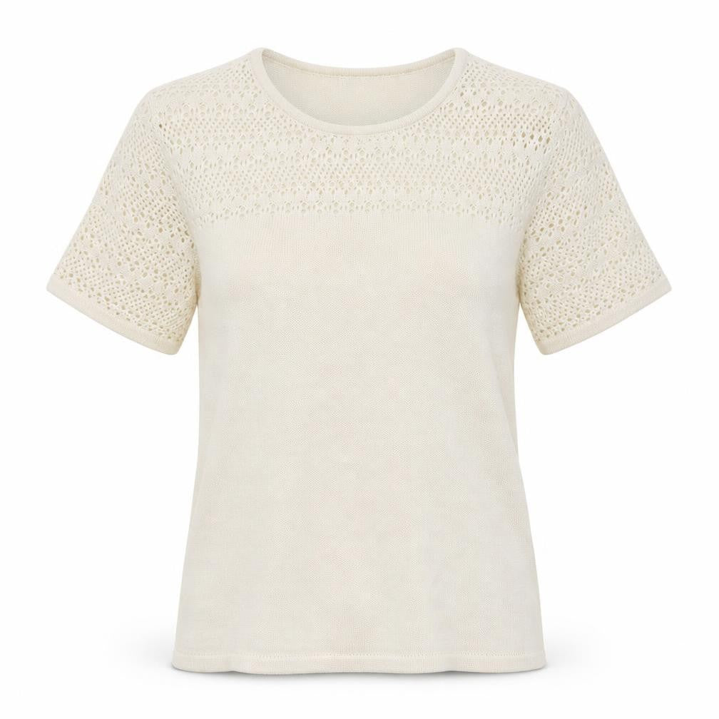 Damart Womens White Round Neck  Acrylic Henley Jumper Size M