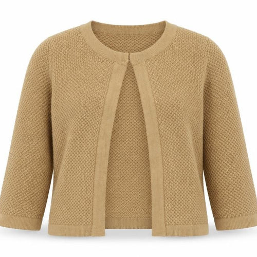 Love Kintwaer Womens Beige Round Neck  Acrylic Cardigan Jumper Size 10