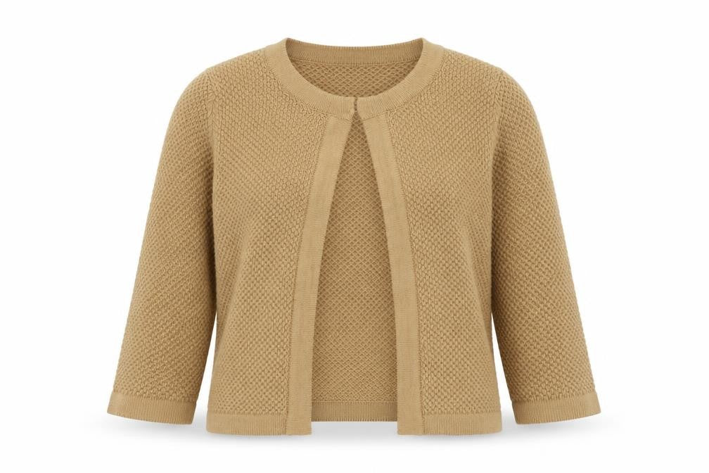 Love Kintwaer Womens Beige Round Neck  Acrylic Cardigan Jumper Size 10