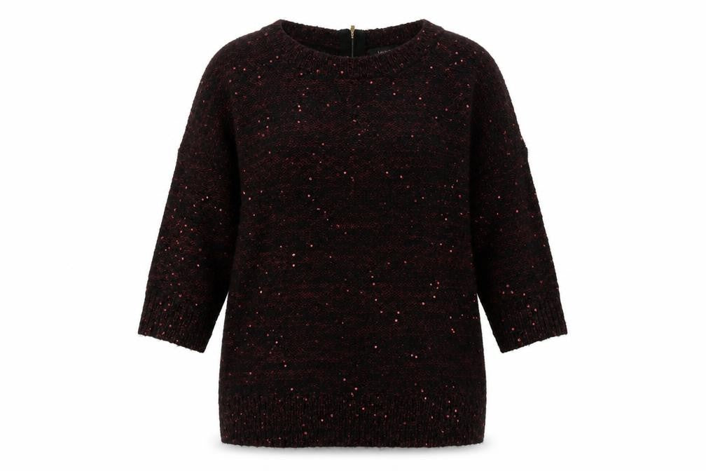 Front view of Klass women’s red round neck acrylic jumper, size L