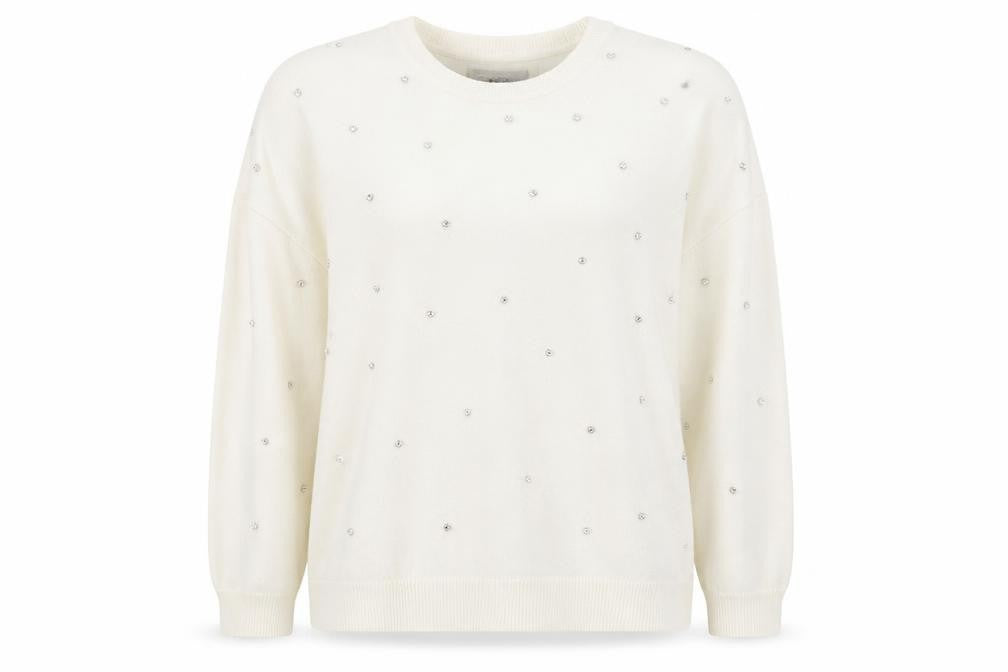 Front view of Stradivarius women’s white round neck cotton jumper, size L