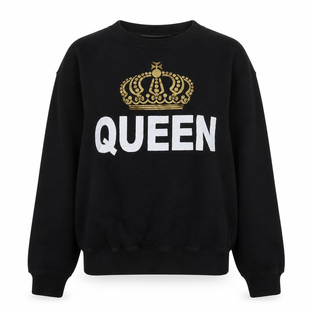 Famona Womens Black  Cotton Pullover Sweatshirt Size XS   - Queen