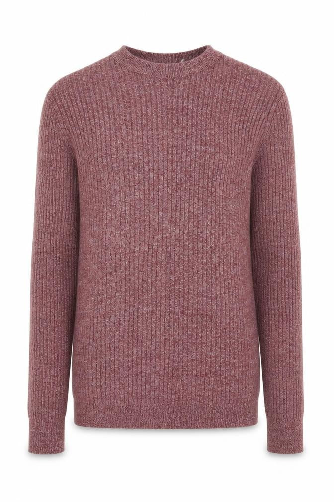 Front view of Topman men’s red round neck acrylic jumper, size L