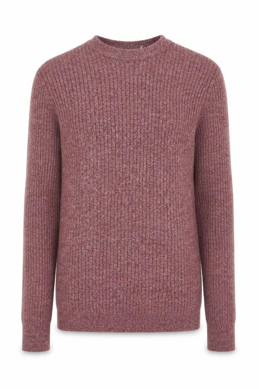 Front view of Topman men’s red round neck acrylic jumper, size L