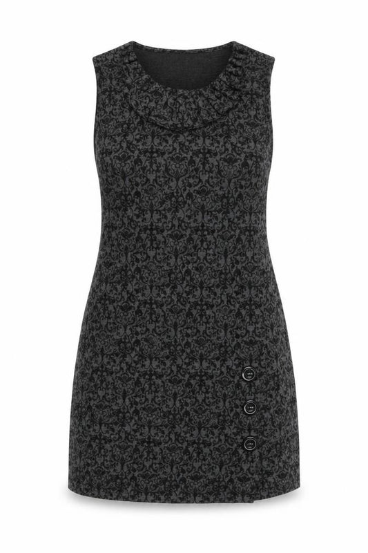 Front view of Select women’s grey floral polyester bodycon, size UK 10, roll neck pullover