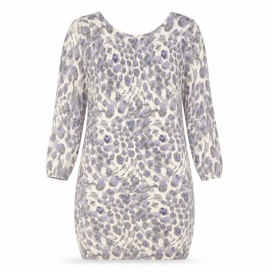 Front view of River Island women’s multicoloured animal print cotton bodycon, size UK 8, scoop neck pullover