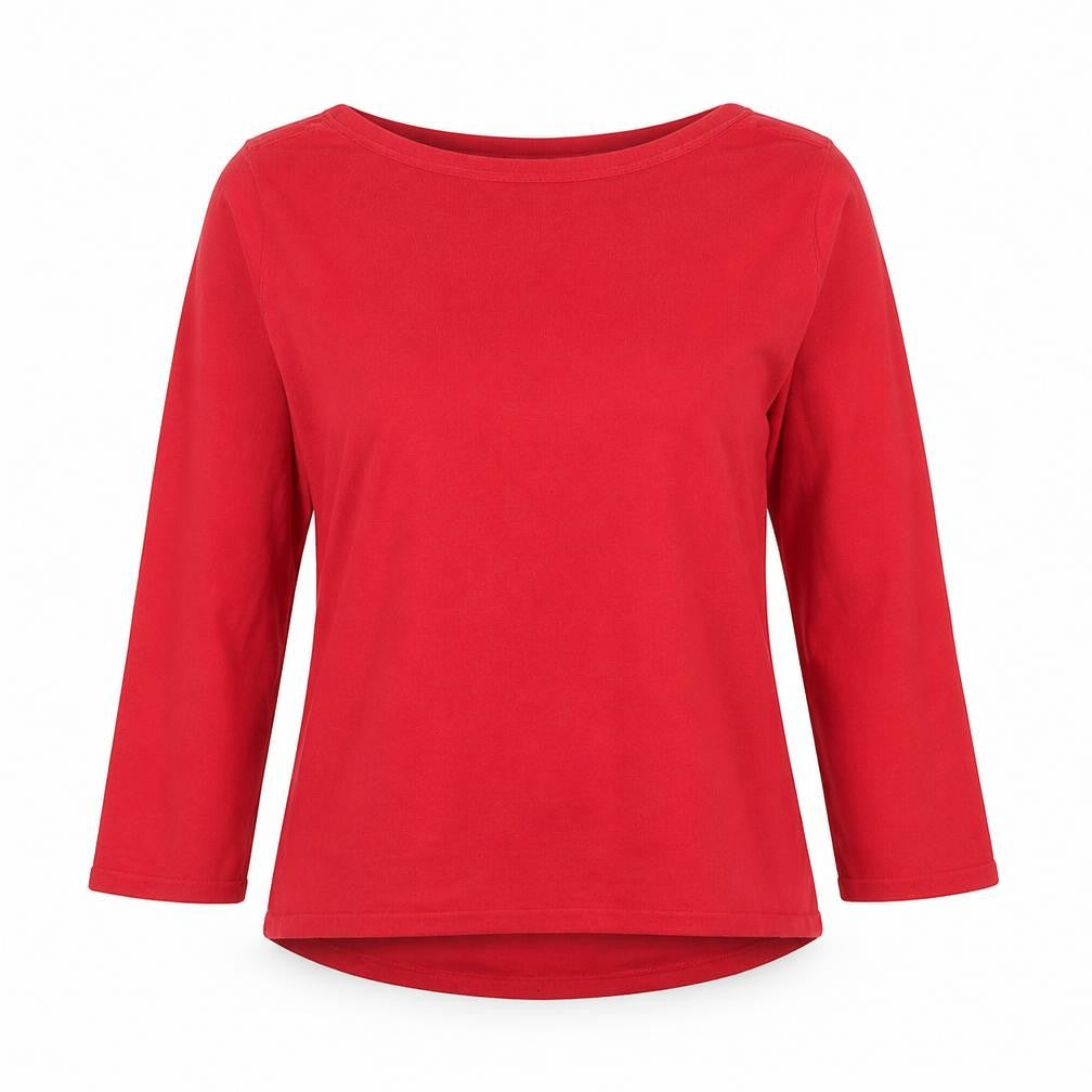 Front view of Jeanne Pierre women’s red round neck 100% cotton jumper, size S
