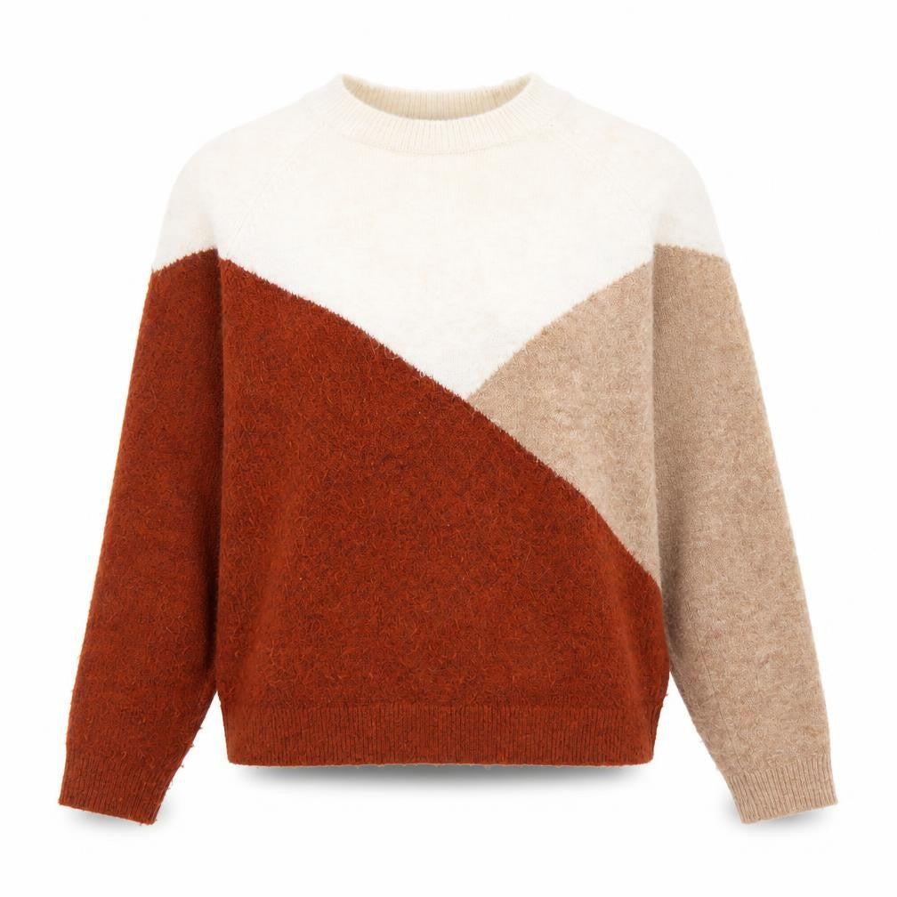 Front view of Matalan women’s multicoloured mock neck acrylic jumper, size S