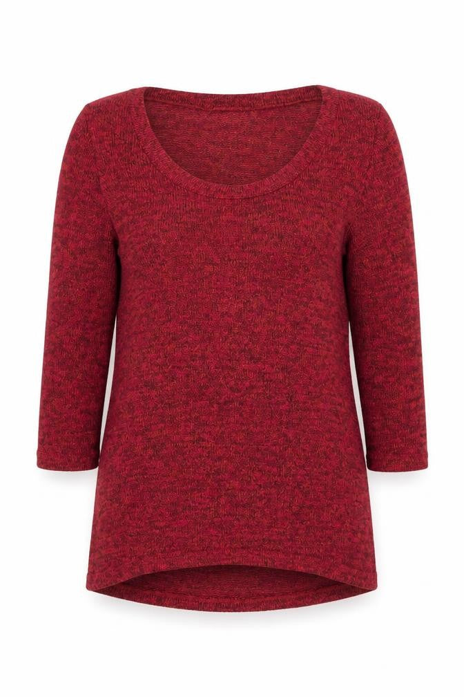 Front view of Sparkle & Fade women’s red round neck polyester jumper, size XS