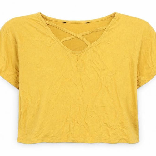 915 Generation Girls Yellow  Cotton Cropped T-Shirt Size 14-15 Years V-Neck