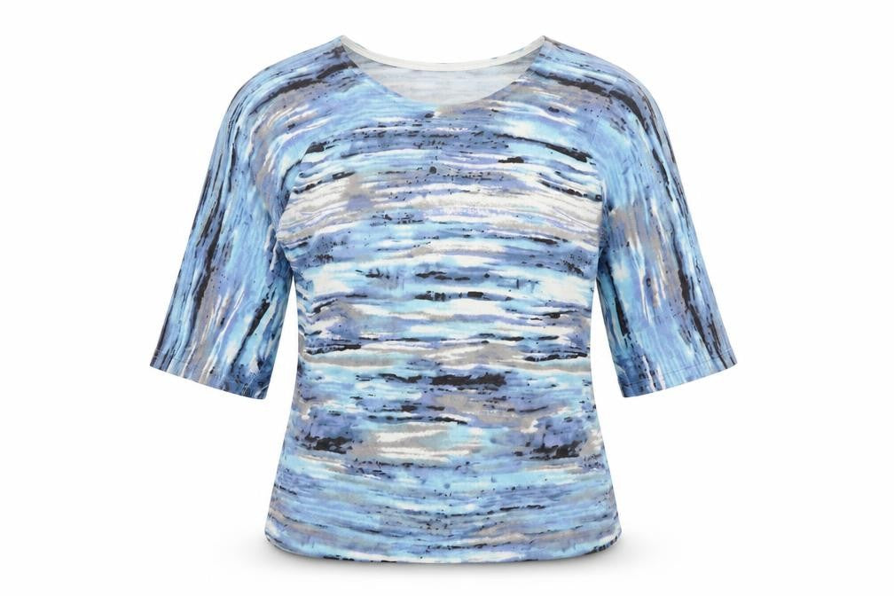 Front view of Nina Murati women’s blue round neck viscose jumper, size L